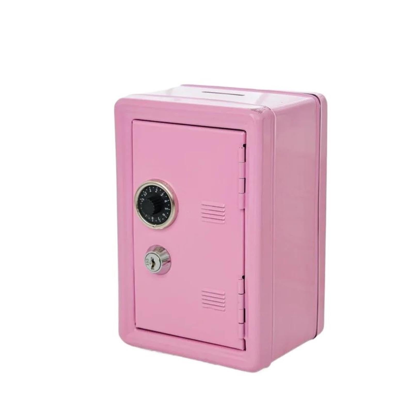 Caisse à monnaie Boîte décorative avec verrouillage par mot de passe, Mini coffre-fort en métal(Pink)