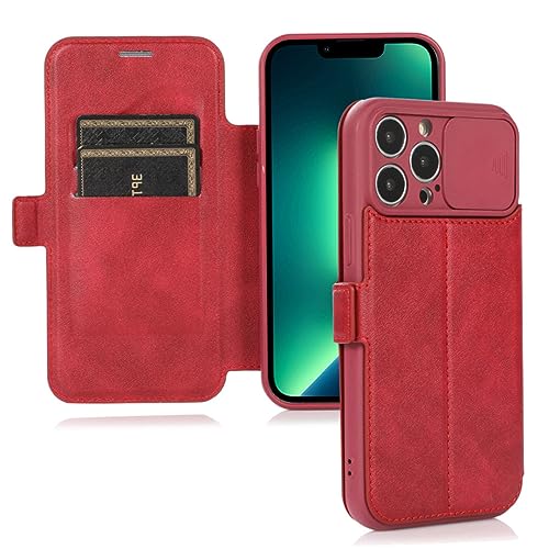 Protection caméra iPhone 11 étui portefeuille cuir antichoc rouge