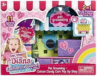 Love, Diana 918529.003 3.5" Doll & Playset with 2 Themes-Pet Grooming and Cotton Candy, 10 Surprises and Exclusive Scented Figure