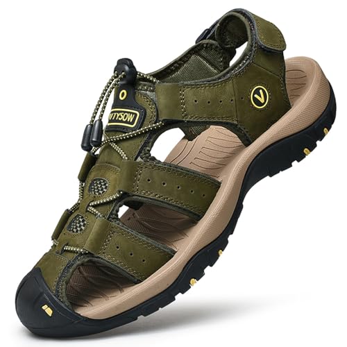 Unitysow Sandalias Hombre Verano Sandalia de Senderismo Deportivas Sandals Casual Ligero Sandals de Playa 39-46,Verde,44