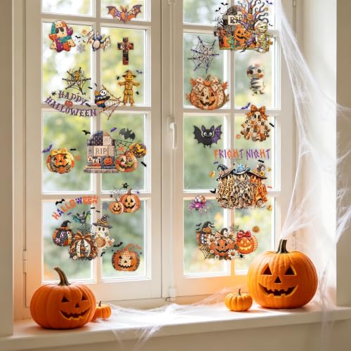Halloween Window Clings - Spooky Day & Night Glass Door Decorations, Reusable Peel & Stick Window Decals with Ghost, Pumpkin, Bat & Witch Designs - Fun & Easy Home Decor for Kids, Family, & Parties - Image 3