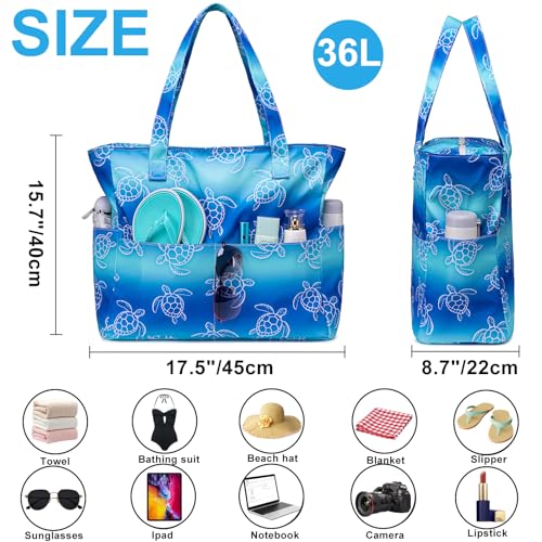 Image of Waterproof Beach Tote Pool Bags for Women Ladies Extra Large Gym Tote Carry On Bag With Wet Compartment for Weekender Travel