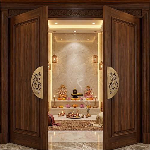 Image of COMPASS Main Door Handle | Door Handles for Main Door | Pull Handles for All The Doors of House | Office | Hotels, Antique Finish (Ganesh Gold, 6 Inch)