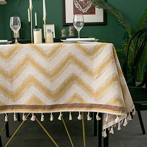 Nappe Couverture Moderne Jaune à Rayures Vintage en Tissu Polyester Durable - 6