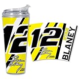 Rico Industries NASCAR Racing Ryan Blaney 24oz Acrylic Tumbler with Hinged Lid, Officially Licensed Double Wall Tumbler with Straw