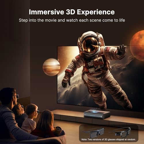 Image of NexiGo Aurora Pro Ultra Short Throw 4K Tri-Color Laser Projector with 100 inch Fresnel ALR Screen and DLP Link 3D Glasses, 2400 Lumens Brightness, Dynamic Laser Dimming, 85% ALR for Clear Daylight Viewing