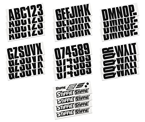 Image of STIFFIE Uniline Black 3 inch Boat & PWC Registration Decals • Numbers Letters Stickers
