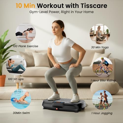 Image of Vibration Plate Exercise Machine: TISSCARE Vibrating Plates for Weight Loss and Lymphatic Drainage, 400lbs Shake Plate Whole Body Workout Platform for Home Fitness Fat Burner Gifts