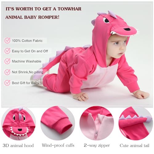TONWHAR Toddlers And Kids One-Piece Cotton Outfit for Spring Autumn Baby Boys Girls Animal Hooded Romper2