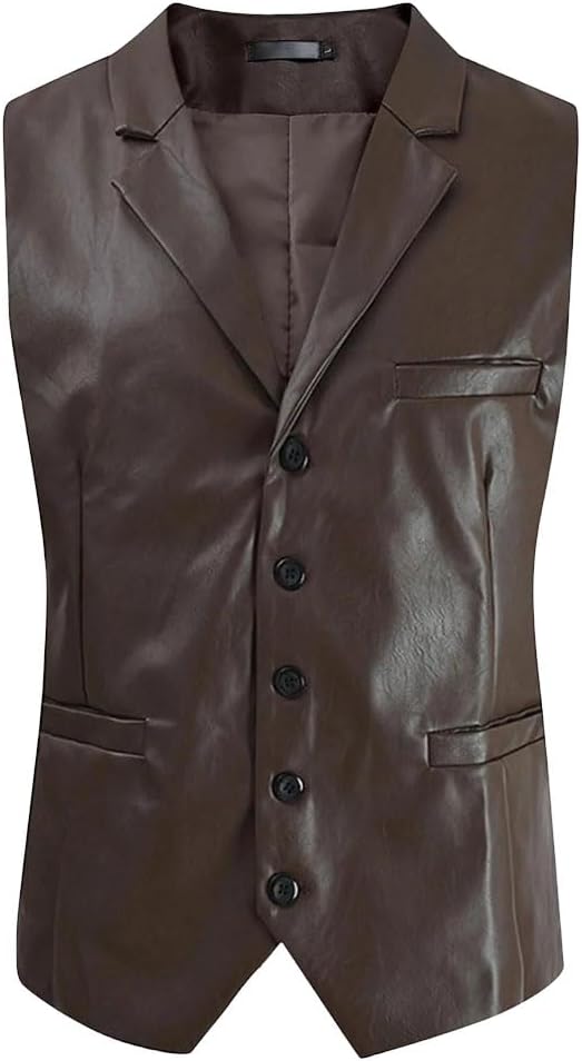 Men’s Slim Fit Pu Leather Vest Quick Dry Mesh Fitness Running Sleeveless Tank Top Casual Activewear