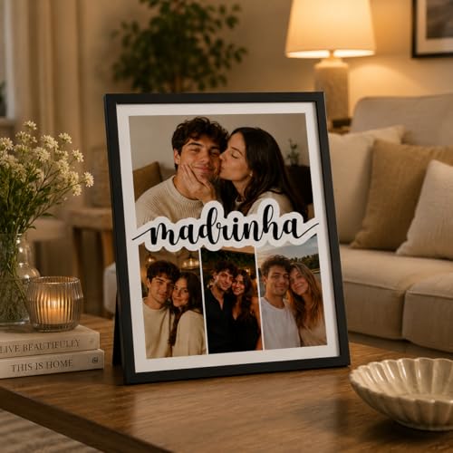 Image of Personalized Couple Photo Frame with Name Custom Collage Picture Frame for Couples Romantic Gift for Girlfriend Boyfriend Wife Husband Wall & Table Decor