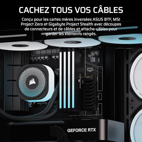 Corsair Frame 4500X LX-R RGB Link Boîtier PC Moyen-Tour en Verre panoramique – Système de Fixation du Ventilateur InfiniRail, Peut accueillir Deux radiateurs de 360 mm, 3X LX120R RGB Link – Noir
