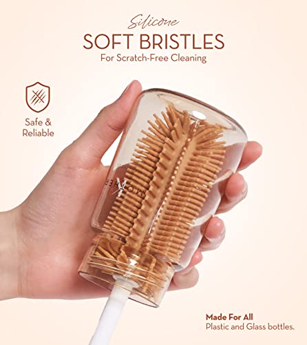 Mother-K Rotating Silicone Bottle Brush 2 Kinds Of Sets, Silicone Bottle Cleaning Brush Water Bottle Cleaner For Washing Baby Bottles, Sports Bottle, Vase, And Glassware (Brown) #TOP6