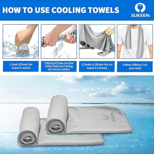Image of KUEN [4 Pack] Cooling Towel (40 inchx12 inch), Ice Towel, Soft Breathable Chilly Towel, Microfiber Towel for Yoga, Sport, Running, Gym, Workout,Camping, Fitness, Workout & More Activities
