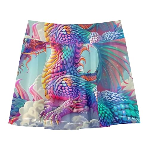 Dragon Clouds Rainbow Girls' Shorts Athletic Skorts Kids Tennis Skirts Purple School Skirt 3-4t