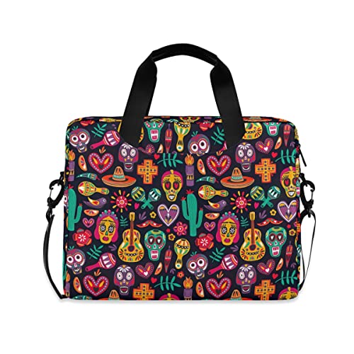 Bolsa de mensajero para computadora de 15.6 pulgadas con diseño de calavera colorida para viaje