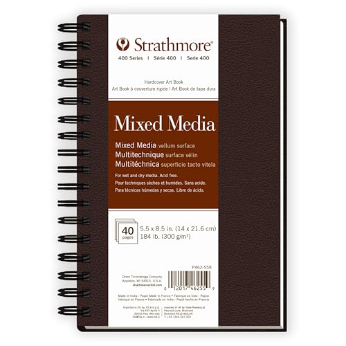 Image of Strathmore 400 Series Mixed Media Paper Art Book, Matte Brown Cover, Natural White, Side Wire Binding, 20 Sheets, 5.5x8.5 inch
