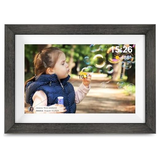 Frameo Digital Photo Frame with 32GB Memory,10.1 Inch WiFi Smart Digital Picture Frame with HD IPS Touch Screen,Auto-Rotate,Send Pictures from Anywhere via Frameo APP(Wood Effect)
