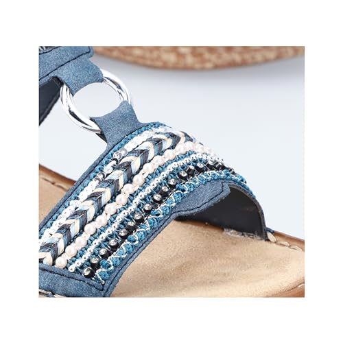Rieker Morelia Womens Sequin Sandals 38 EU Blu Marino