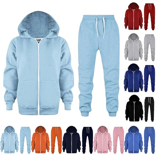 Boys 2 Piece Tracksuits Athletic Zipper Hoodie and Jogging Sweatpants Solid Long Sleeve Jacket School Uniform Sweatsuits
