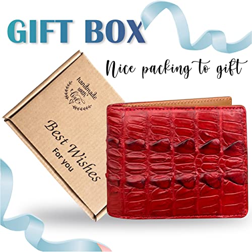Image of HATA Men Leather Bifold Wallet RFID Blocking Front Pocket Exotic Billfold Handmade Gift For Birthday Wedding Anniversary Father's Day