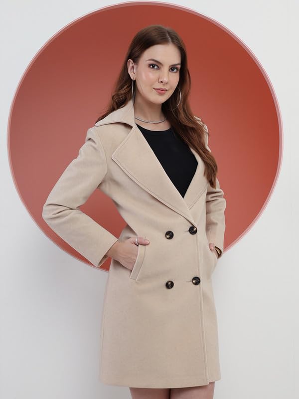 Image of PLAGG Women's Notched Lapel Long Overcoat
