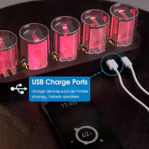 Cadmos Nixie Tube Clock.glow Tubes Analog Clock.creative Retro Digital Variable Color.exquisite Desktop Decoration- Gift Idea-No Assembly Required (Imitation Wood Grain) #TOP4