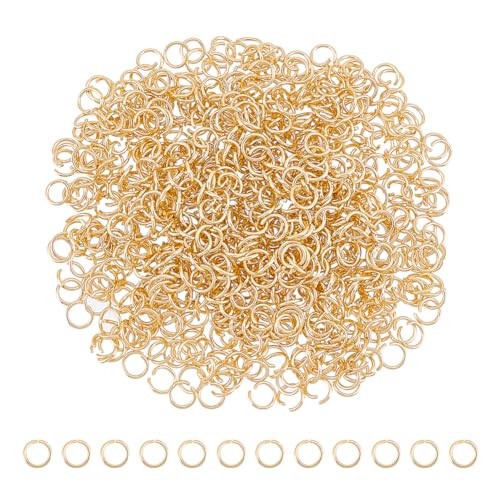 UNICRAFTALE 800 Pcs 304 Stainless Steel Open Jump Rings 5 mm Round Rings Golden Jump Rings Metal Connectors for DIY Jewelry Crafting and Keychain Accessories Earring Bracelet Pendant Choker Making