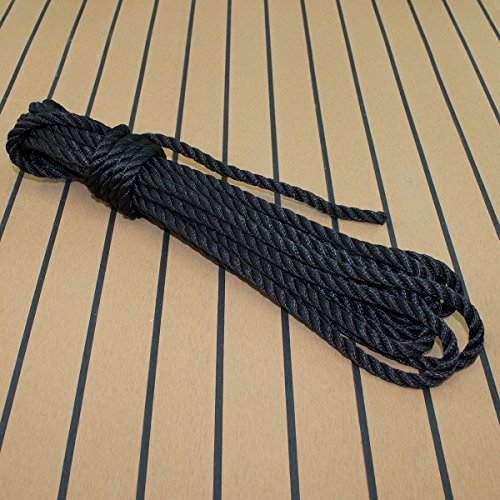Tauwerk 10mm - Farbe: schwarz 3-litzig gedreht Leine Schnur Festmacher Rope Tau Seil Allzweckseil Reepschnur Lirolen-Tauwerk PP-Multifil, 3-schäftig gedreht (Länge 10mtr.)