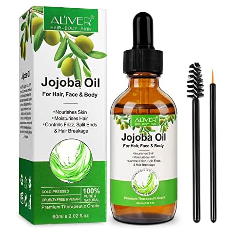 Organic Jojoba Oil, 60ML-Jojoba Oil 100% Pure for Face, Nails, Natural Colorless Odorless Jojoba Oil Cold Pressed Unrefined-Hair Growth Oil Improve for Dry Damaged Skin and Hair Cover