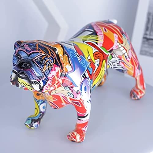 Escultura Bulldog Graffiti de Resina Colorida 6.69 in miniatura 6