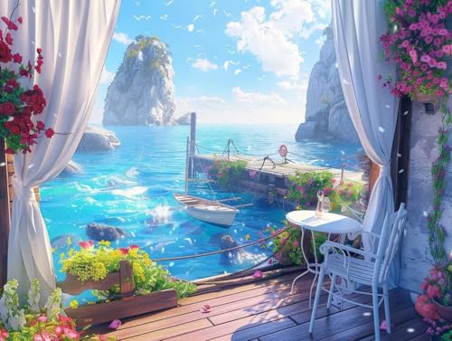 Diamond Painting Chalet de plage contre le stress | Kit 5D pour retrouver calme et focus