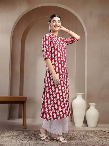 Image of Stylum Women's Floral Printed Rayon A-Line Kurta