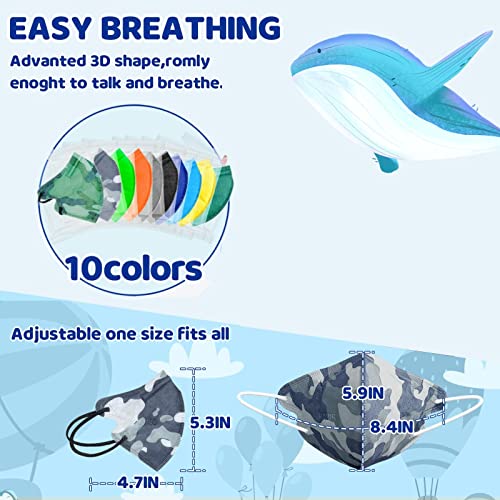 Ahotop Kn95 Face Masks Small Size, 20 Packs Individually Wrapped Colorful Disposable Mask With Adjustable Ear Loops, 5 Layer Soft Comfortable Mask For Boys Girls, 10 Colors #TOP4