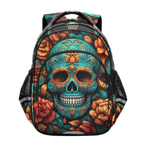 Sac à dos enfant cartable scolaire crânes en sucre floral 3-12 ans