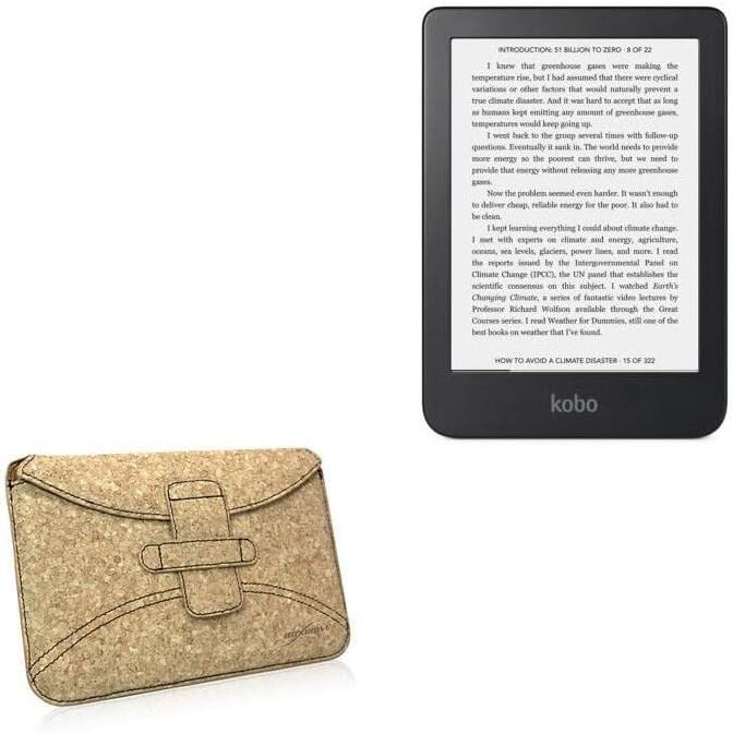 BoxWave Case Compatible with Kobo Clara 2E - Quorky Pouch, Durable, Lightweight Cork Envelope Sleeve Cover