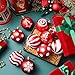 24 Pcs Christmas Ball Ornaments 2.36 Inches Red and White Christmas Tree Decoration Ornaments Glitter Plastic Stripe Dot Snowflake Hanging Ball Decorations for Home Indoor Outdoor