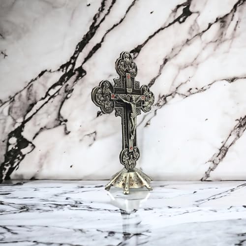 Cruz Crucifixo De Mesa E Parede Em Metal Moderno 20cm Prata