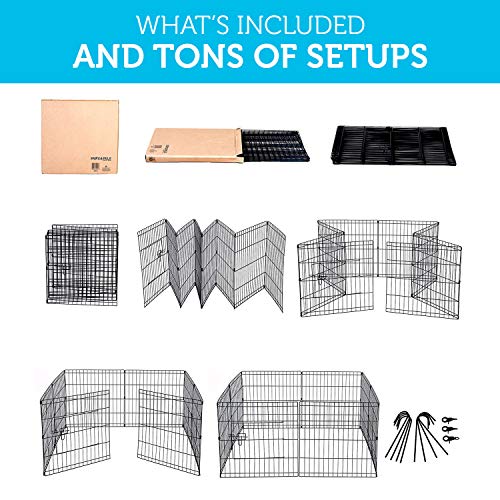 Dog Exercise Pen Pet Playpens For Xx-Large Dogs - Puppy Playpen Outdoor Back Or Front Yard Fence Cage Fencing Doggie Rabbit Cats Playpens Outside Fences With Door - 48 Inch Metal Wire 8-Panel Foldable #TOP3