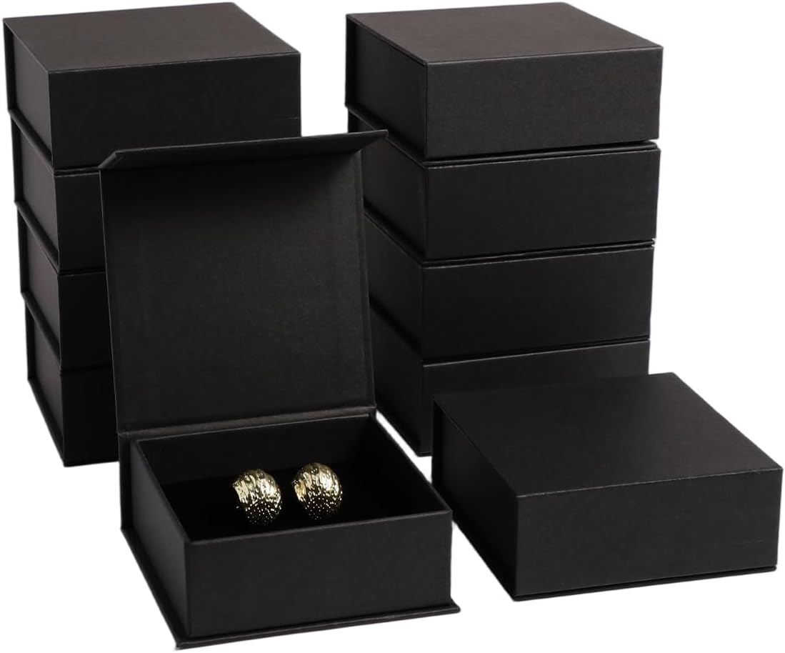 PUPPYSEW 40pcs white magnetic boxes 9×9×3.5cm cardboard jewelry gift box, jewelry packaging, suitable for small business necklace ring bracelet earring display box