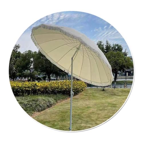 Parasol de jardin à franges inclinable avec 16 baleines et sac de transport