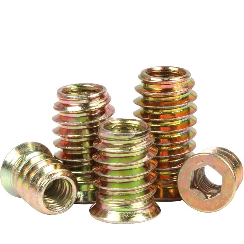 Flanged Hex Socket Furniture Nutsert Nuts - Zinc Alloy Carbon Steel Iron for Furniture Assembly(M8X20mm (10pcs))