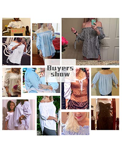 Zanzea Womens Off Shoulder Summer Blouse Tunic Tops 3/4 Long Sleeve Tie Knot Ladies T-Shirts 01-White Medium #TOP6