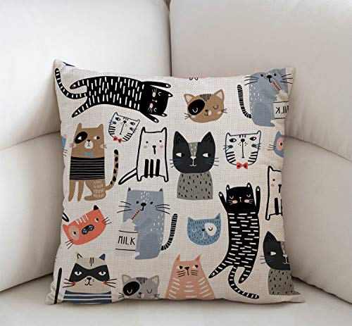 Swono Throw Pillow Cover Funny Cats And Milk Bottle Decorative Pillow Cases Home Decor Square 18X18 Inches Pillowcases #TOP1