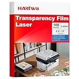 Hartwii Laser Transparency Film,100 Sheets Overhead Projector Film for Laser Jet Printer,Letter Size 8.5x11'Color Transparent Paper for OHP Copier Photo Transparent Film,Office and School Supplies