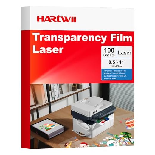 Hartwii Laser Transparency Film,100 Sheets Overhead Projector Film for Laser Jet Printer,Letter Size 8.5x11"Color Transparent Paper for OHP Copier Photo Transparent Film,Office and School Supplies