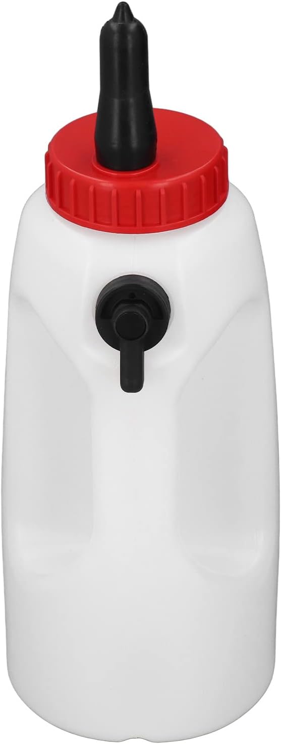 Jiawu Calf Bottle, 4L Calf Milk Feeding Bottle Nursing Bottle Calf Milk Feeder Bottle Farm Equipment with Handle, Nipple, Regulating Valve, Feeder for Nursing Baby Cows, Sheeps
