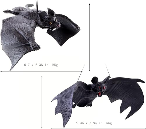 Miniatura 4 de MEIZHUD 6 tamaños diferentes de juguetes de murciélago simulados colgantes de animales de Halloween decoraciones de fiesta de los inocentes