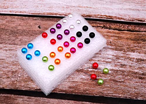 Image of 8MM Pearl Earring Round Ball Pearl Stud Ear Ring Hypoallergenic 16Pair Mixed Color Imitation Pearl Tops Earring For Birthday Gift For Women & Girls