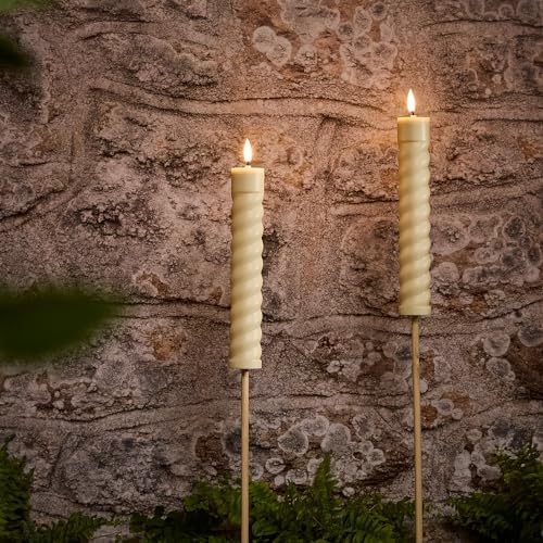 Lights4fun 2er Set LED Spiralkerzen 50cm Solar Stableuchte TruGlow